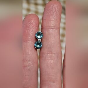 Round Blue Topaz Gemstone Studs